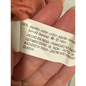 Zara Woman Premium Denim Collection Eyelet Blouse Terracotta Coral Ruffle Neck M thumbnail 3