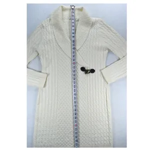 Calvin Klein Womens Cream Cable Knit Shawl Collar Toggle Sweater Dress Large thumbnail 7