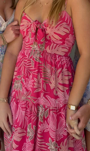 Pink flora Maxi dress thumbnail 1