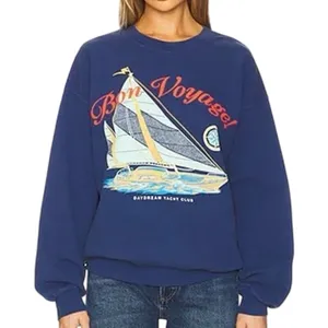 DAYDREAMER Bon Voyage BF Sweatshirt in Washed Indigo, Size Small New without Tag thumbnail 10