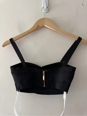 Superdown Black Bandage Crop Top Sweetheart Neckline thumbnail 4