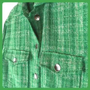 Zara Green Tweed Shacket XS Shirt Jacket Plaid Fringed Hem Y2K Vintage Old Money thumbnail 3