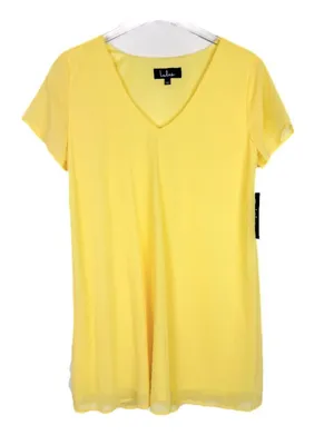 NWT Lulus Freestyle Shift Dress Short Sleeve V-Neckline Mini Yellow Size XS NEW thumbnail 1
