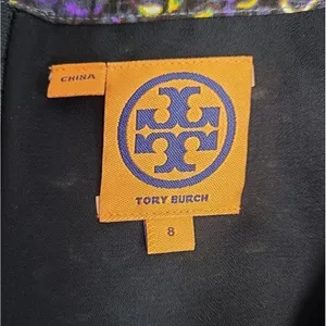 Tory Burch Silk Tiered‎ Ruffle Mini Skirt Abstract Print Purple Yellow Size 8 thumbnail 5