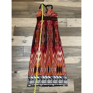 Heart Soul Abstract Racerback Maxi Dress Size M Neutral Bead Detail thumbnail 5