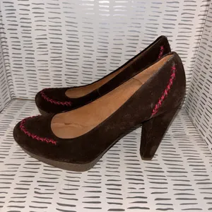 Anthropologie Holding Horses Heels Womens‎ 39 Platform Pump Brown Moc Toe Casual thumbnail 2