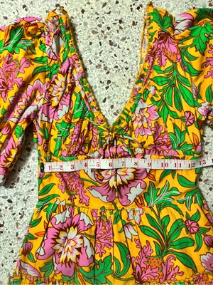 Love the Label Eloise Mini Dress in the "Betty Yellow Print" pattern thumbnail 6