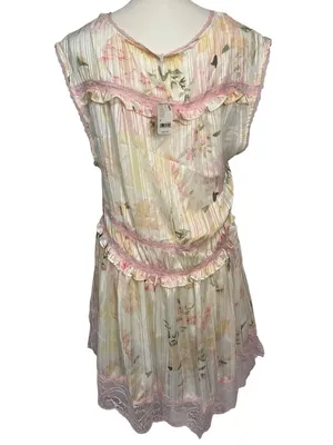 Free People Spring Fling Mini Dress in Tea Combo Medium New Womens Lace Boho thumbnail 6