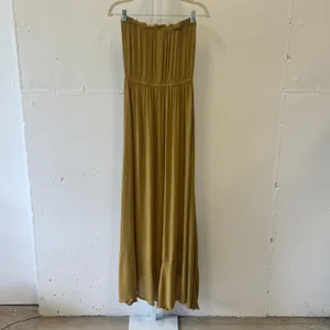 Elan Mustard Yellow Strapless Button Front Maxi Dress Small RG5761 Boho Tassel thumbnail 2