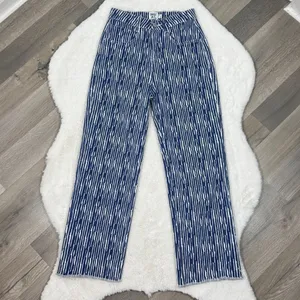 Princess Polly Danica Jeans Womens 0‎ Blue White Painted Stripe Crop Straight thumbnail 3