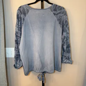 Anthropologie Saturday Sunday Laser Cut Rolled‎ Sleeve Pullover Blue Size Medium thumbnail 3