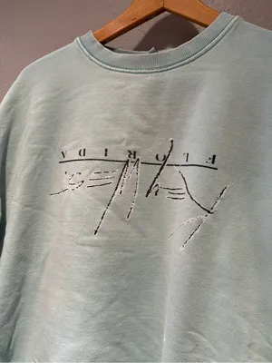Vintage Key West Florida Graphic Crewneck Sweatshirt Pastel Blue Light Teal - Si thumbnail 2