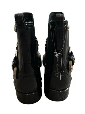 Henry Ferrera Survivor 100 Patent Ankle Rain Boots Western Buckle Wingtip 7 thumbnail 4