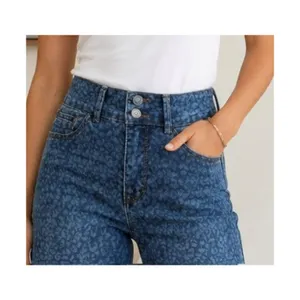 Curve Appeal Jeans Womens Size 4 High Rise Wide Leg Leopard Print Cotton NWT thumbnail 3