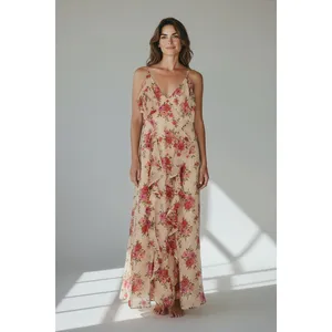 NWT Old Navy Floral Ruffle Maxi Dress Chiffon Wedding Guest Cottage Core Flowey thumbnail 2