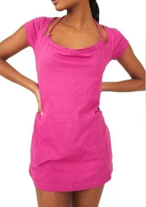 NWT Free People Beach Cranberry Vivi Open Back Stretch Mini Dress thumbnail 1
