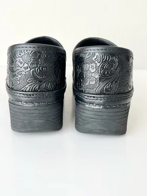 Dansko LT Professional Floral Tooled Leather clogs comfort 39 US 8.5-9 thumbnail 4
