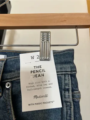 Madewell The‎ Pencil Jean Super Stretch Denim High Rise Concho Wash NWT Size 24 thumbnail 5