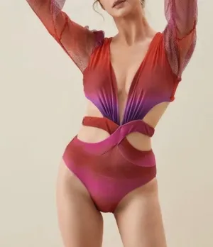 Twistwave Mesh Monokini Purple thumbnail 9
