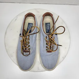 Polo Ralph Lauren Vaughn Boat Shoes Mens 9.5 Blue White Pinstriped Deck Sneakers thumbnail 7