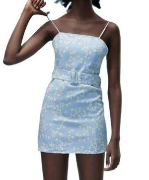 ZARA line blend floral mini dress thumbnail 1