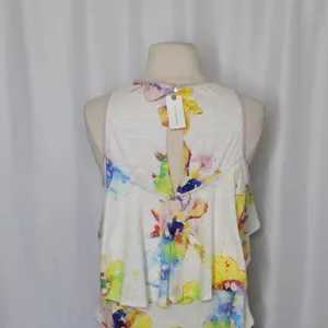 NWT!! Anthropologie MEADOW RUE Cantara Floral Knit Tiered Tank Top X-Small thumbnail 10