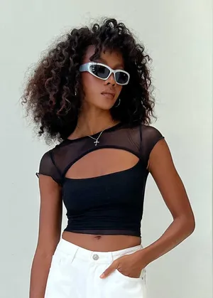 Princess Polly Dobelle Top in Black Size 10 New with tag thumbnail 1