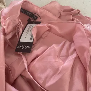 Nasty Gal NWT Pink Satin Ruffle Detail Strappy Wrap Maxi Dress thumbnail 5