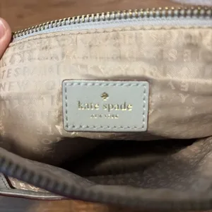 Kate‎ Spade Crossbody Bag Pebbled Leather Gray Zipper Flap Small Preppy Chic thumbnail 9