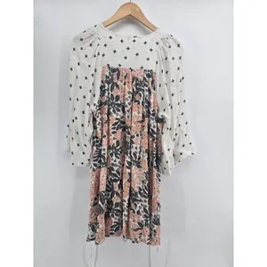 Free People Tunic Womens S Mixed Print Floral V-Neck Bell Sleeve Ivory EUC thumbnail 3