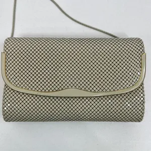 Elka Small Handbag Clutch Cream Metal Mesh Vintage Gold Tone Chain Evening Bag thumbnail 3