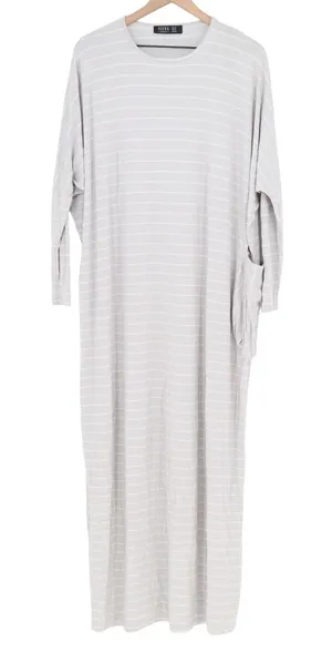 Refka Maxi Dress Womens 6 Casual Gray Striped Long Sleeve Pocket Excellent thumbnail 1