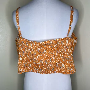 Cider Crop Top 3XL Plus Curvy Ditsy Floral Cami Tank Orange Smocked V-Neck NEW thumbnail 4