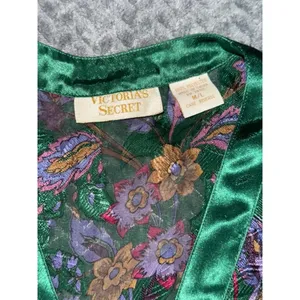 Victoria's‎ Secret Vintage 90's GOLD LABEL Floral Satin Sheer Sleep Lounge Top M thumbnail 4