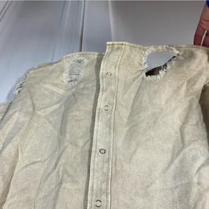 12th Tribe‎ Tan Lightweight Denim Shirt Jacket western distressed Yellowstone thumbnail 3