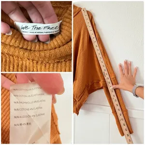 We The Free Free People Waffle Knit Poncho Top S Mock Neck Thumb Hole Rust thumbnail 5