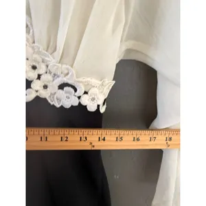 Spencer Alexis Vintage Jumpsuit Black Cream Lace Applique Wide Leg 6 Made in USA thumbnail 6