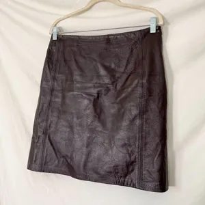 Vintage Made in Canada dark brown Genuine Leather Skirt 8 / M thumbnail 2