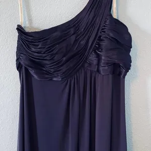 David's Bridal One-Shoulder Maxi Dress Deep Purple Goth thumbnail 2