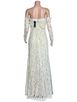 LULUS Romance Dreamer Lace Off-the-Shoulder Dress, White, Medium thumbnail 7