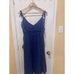 Lulus Never a Dull Moment Royal Blue Tie-Strap Pleated Midi Dress SIZE L thumbnail 6