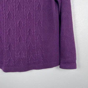 Tommy Hilfiger Womens Boat Neck Cable Knit Sweater‎ Purple Plum Sz M thumbnail 3