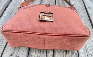 Dooney & Bourke Purse Orange Logo Canvas Monogram Hobo Bag thumbnail 3