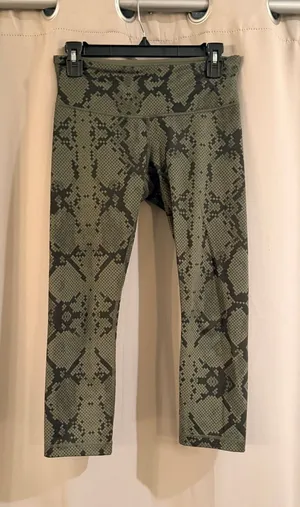 Lululemon Olive Green Snake-Print Capris thumbnail 1