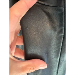 Nine West Soft Genuine Leather Jacket Black Zip Front Women M thumbnail 10