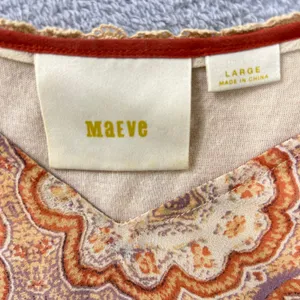 Maeve Anthropologie Nalina 100% Silk Blouse Large Orange Paisley Boho Kimono Top thumbnail 5