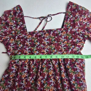 BCBGeneration NWT Floral‎ Babydoll Mini Dress Square Neck Puff Sleeve Size 2 thumbnail 9