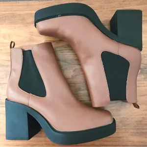MIA‎ Dru Chelsea Platform Boot Bootie Chunky Block Heel Brown Black Size 11 thumbnail 6