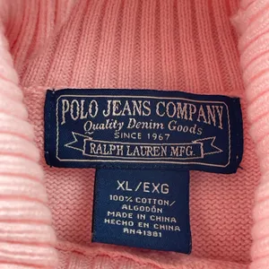 Polo Jeans Company Ralph Lauren Pink‎ Cotton Long Sleeve Turtleneck Sweater XL thumbnail 2