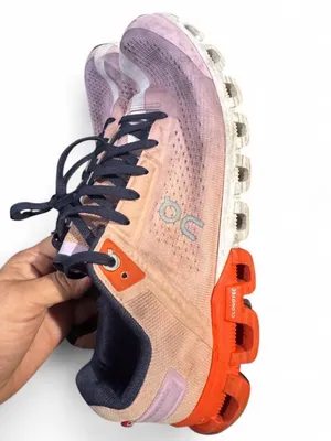 On Running Women's Gradient Pink and Orange Cloud Running Shoes thumbnail 4